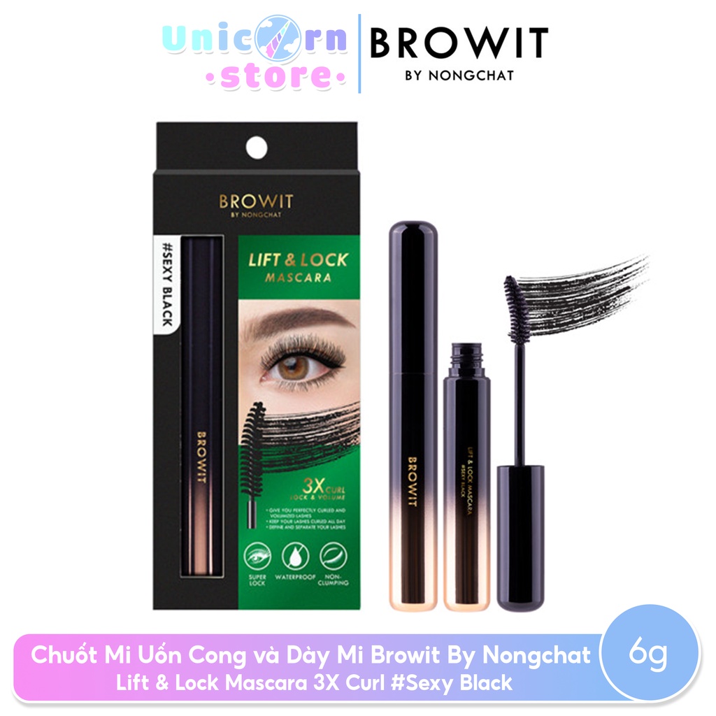 Chuốt mi uốn cong và dày mi browit by nongchat lift & lock mascara 3x curl 6g #sexy black