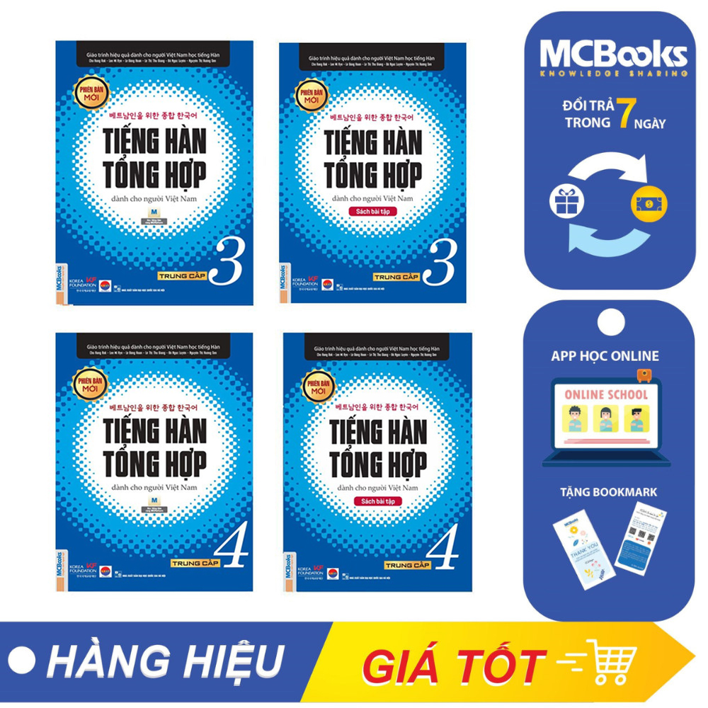 Sách - Combo Tiếng Hàn Tổng Hợp Dành Cho Người Việt Nam Trung Cấp 3 - 4 sách bài học - bài tập ( phiên bản đen trắng ) - McBooks