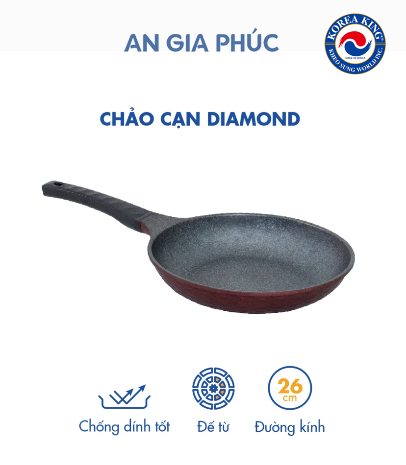 Chảo chống dính diamond korea king kfp-26di – hàng chính hãng