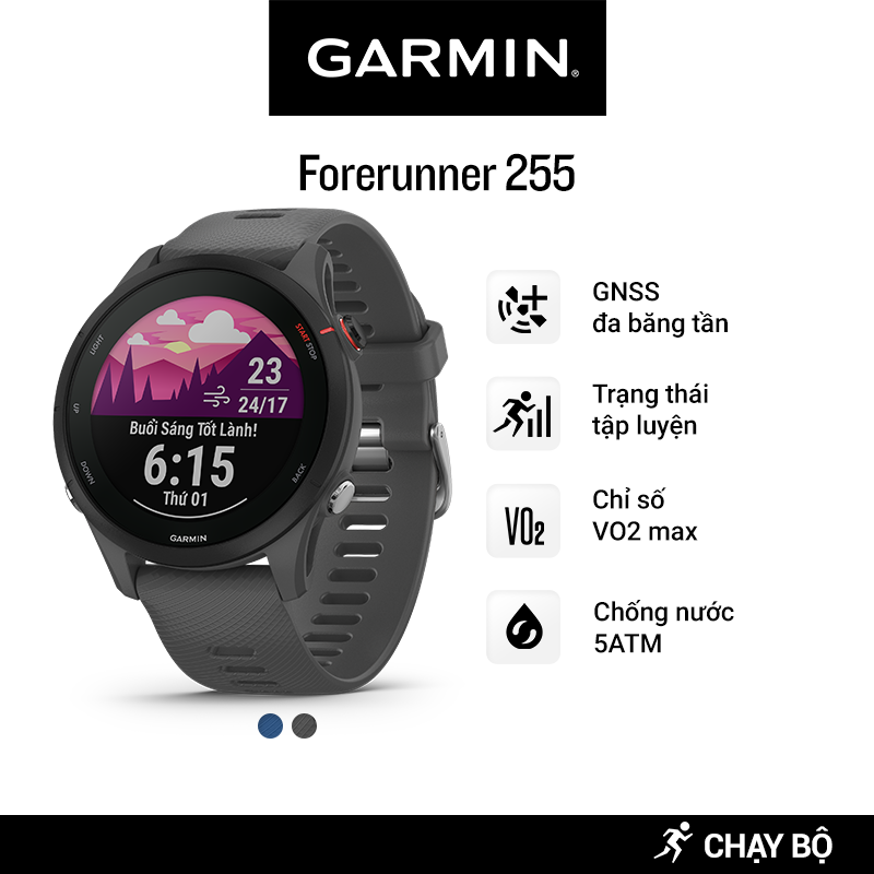 Đồng hồ Thông Minh Garmin Forerunner 255 Basic GPЅ (Slate Grey) - Hàng Chính Hãng