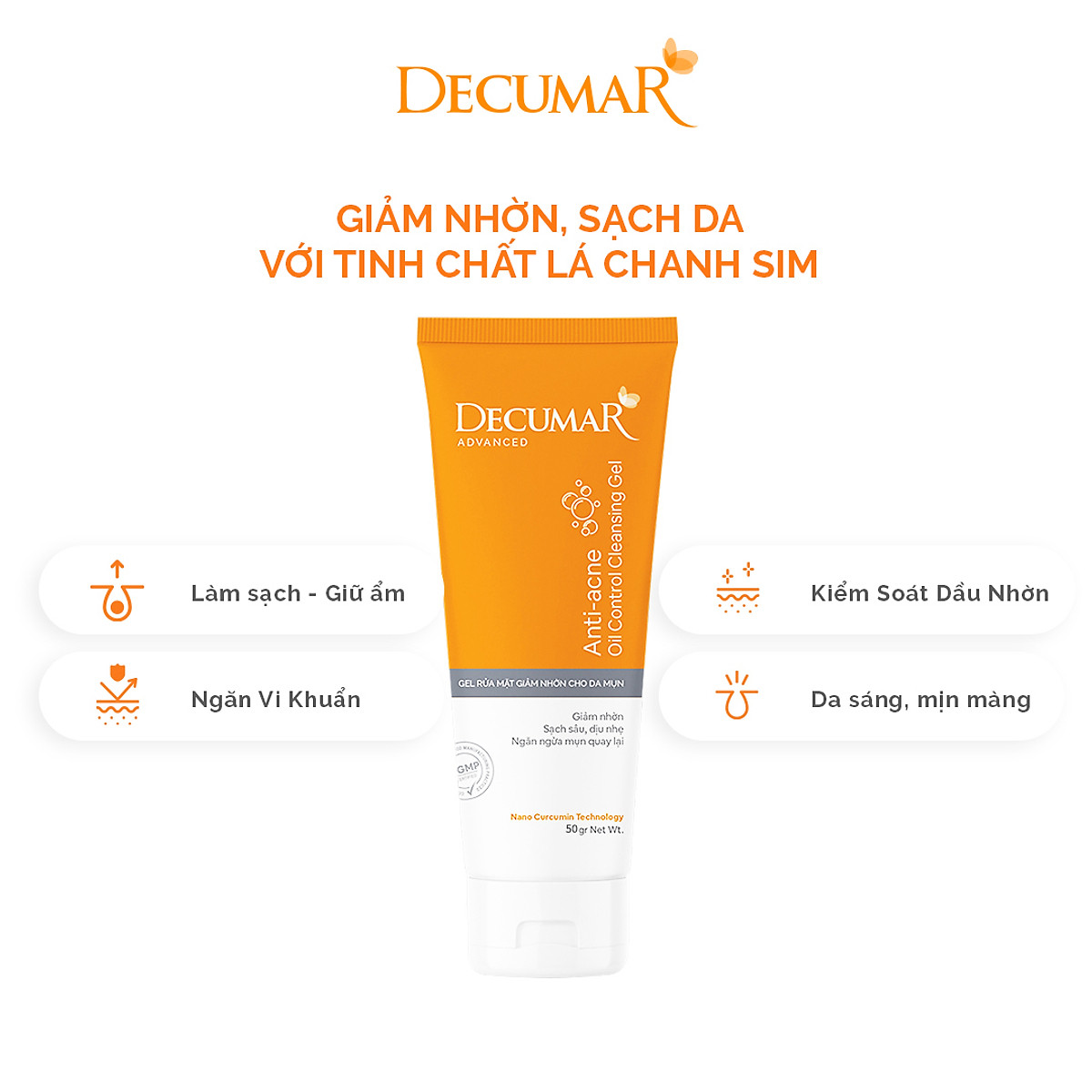 Sữa rửa mặt dạng Gel Decumar Clean Advanced giảm nhờn cho da mụn hiệu quả