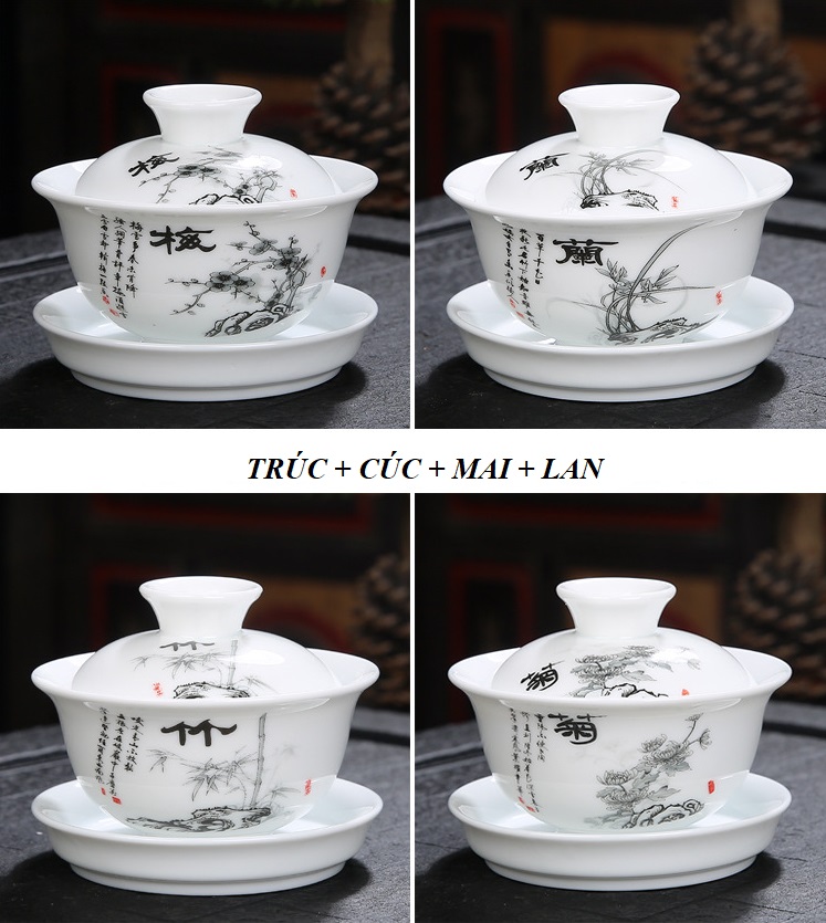 Chén Khải sứ trắng Bạch Định thấu quang 135 ml