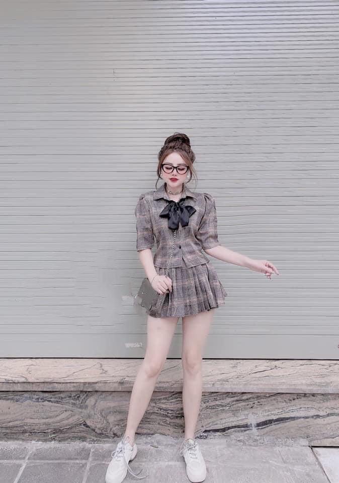 [HCM]Đầm xòe kate đính nơ cá tính