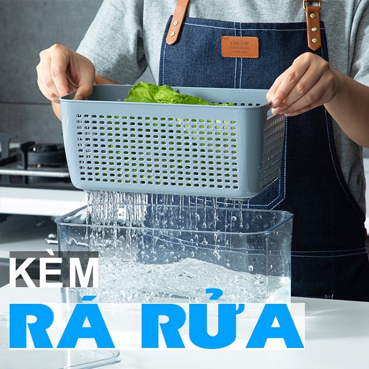Hộp Đựng Thực Phẩm Tủ Lạnh 2 Lớp Có Khóa Thoát Khí, Dễ Dàng Bảo Quản Rau Củ, Siêu Tiện Dụng