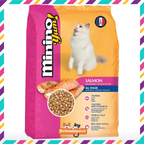 [HCM][GIÁ TẬN KHO] Thức ăn khô cho mèo Minino Yum vị cá hồi 1.5kg - Thái Lan