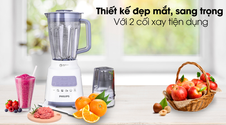 Máy xay sinh tố Philips HR2221 (Thay thế Model HR2115) - Hàng công ty (Bảo hành chính hãng 2 năm tại các Trung tâm bảo hành Philips trên toàn quốc)
