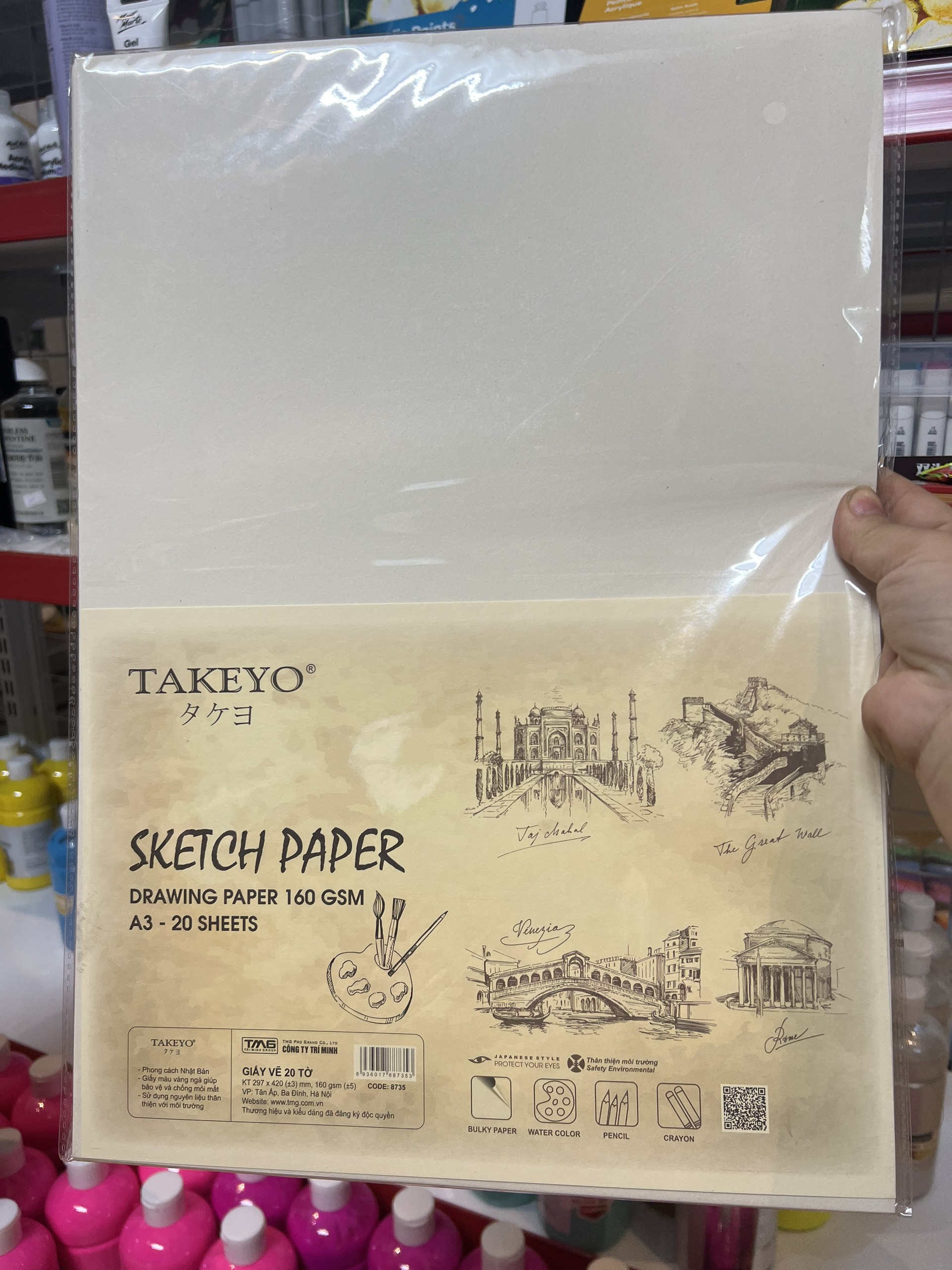 Giấy vẽ chì Takeyo 160gsm tập 20 tờ A3/A4