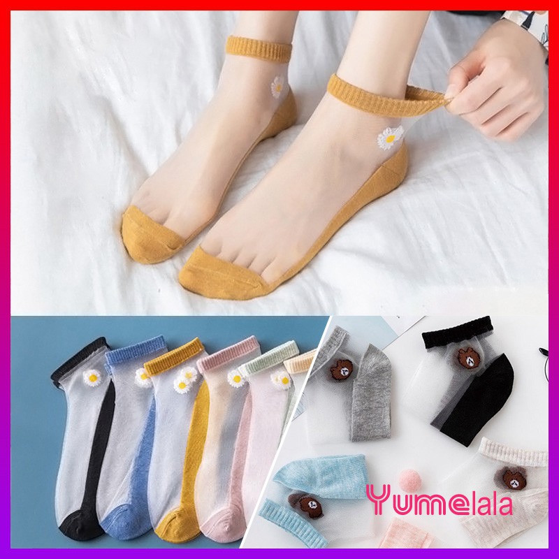 [HCM]SET 10 ĐÔI Tất Nữ/ Vớ Nữ Lưới Mỏng Hoa Cúc Dễ Thương