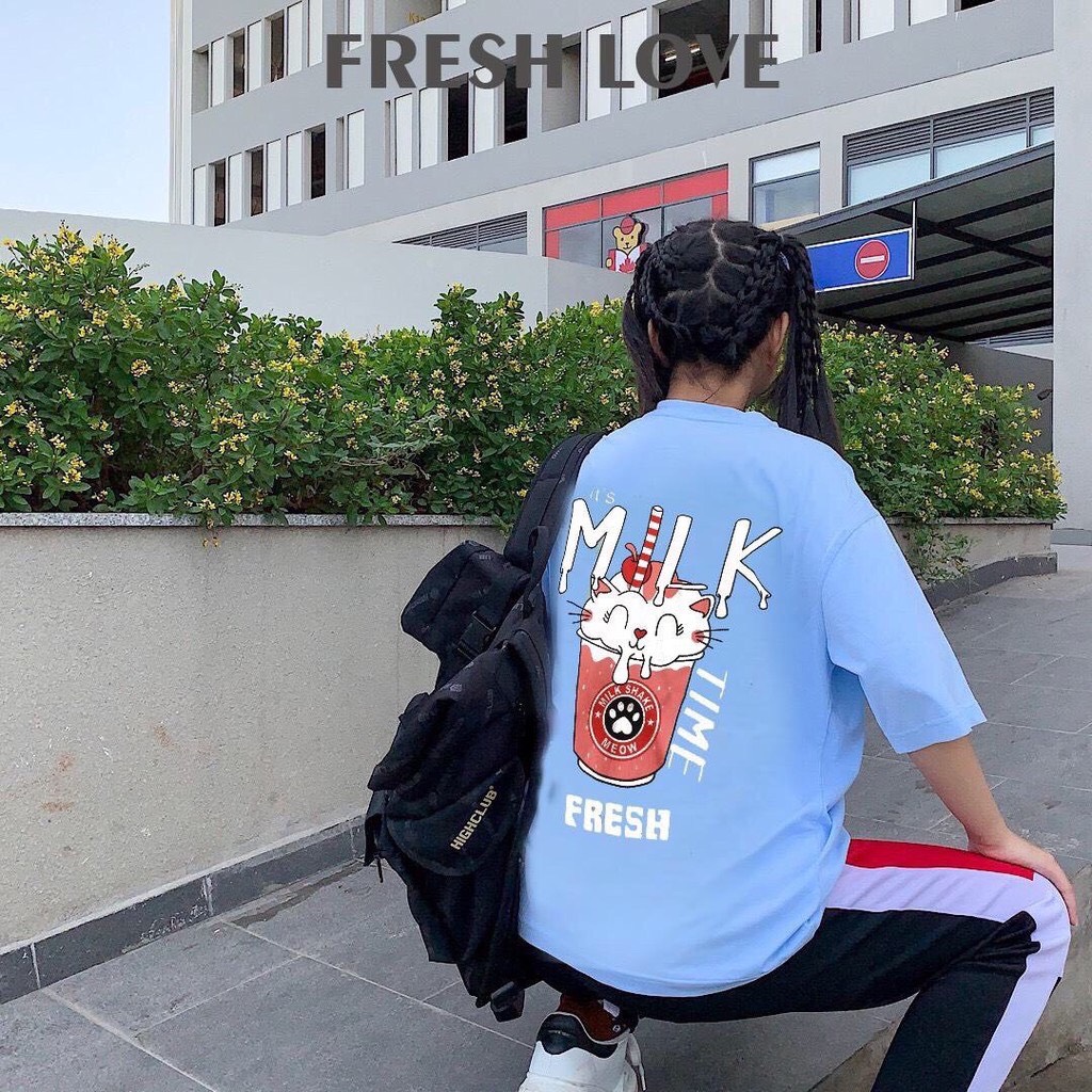 [HCM]ÁO THUN NAM PHÔNG RỘNG IN FRESH MILK THỜI TRANG SAKURA MS666