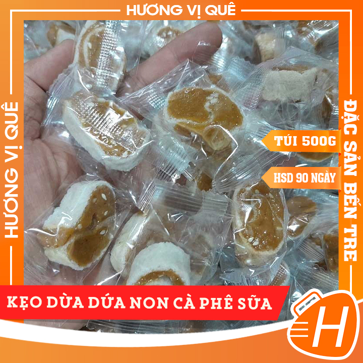 Kẹo Dừa Dứa Non Cà Phê Sữa - Túi 500g - Đặc Sản Bến Tre