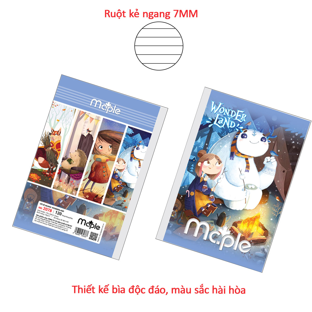 [MC.PLE] Vở Kẻ ngang B5 Mc.ple 120 trang WONDERLAND, định lượng 70gsm, độ trắng 92% ISO - Sổ tập vở chất lượng, bám mực tốt - MS2078