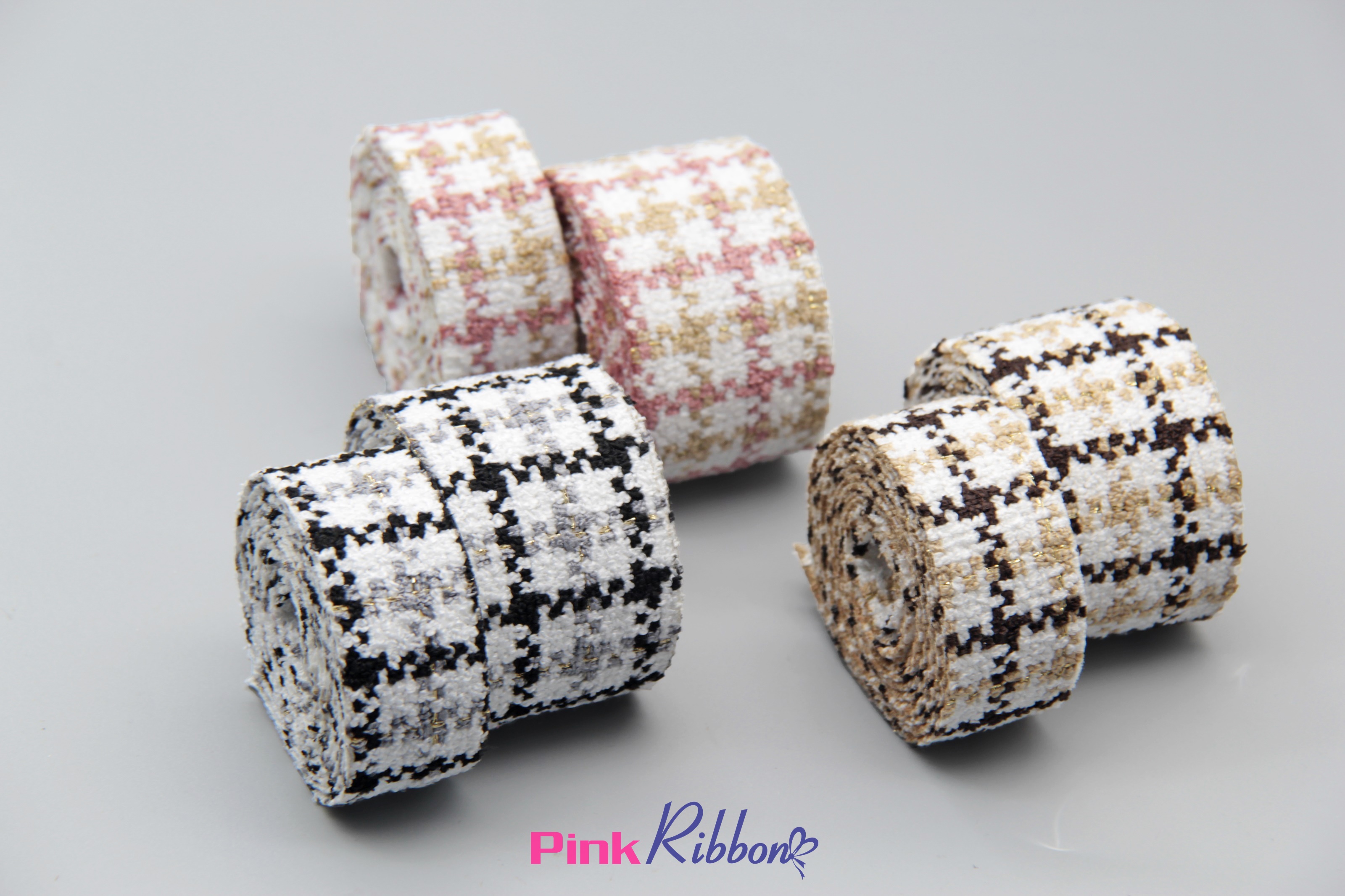 Ruy băng dạ tweed kẻ 2.5cm và 3.8cm