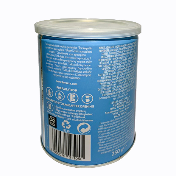 [ Hàng Nhập Khẩu ]Lavazza Caffe Decaffeinato - Cà Phê Bột Caffe Decaffeinato Lon 250g