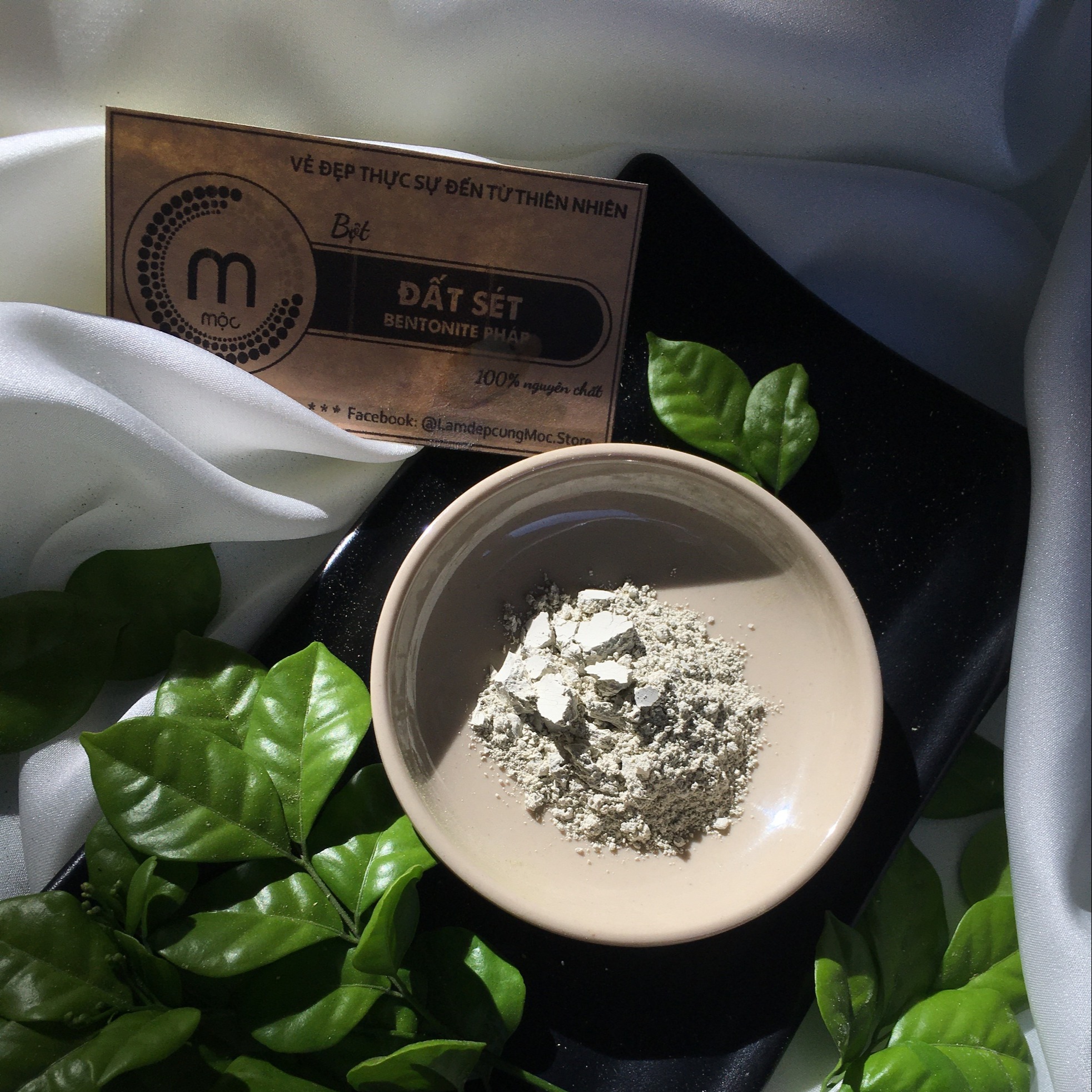 Bột Đất Sét Bentonite Pháp thiên nhiên đắp mặt nạ nguyên chất MỘC làm sạch sâu thải độc hút nhờn giảm mụn túi dùng thử 10g, 30g và chai 100ml (80g)