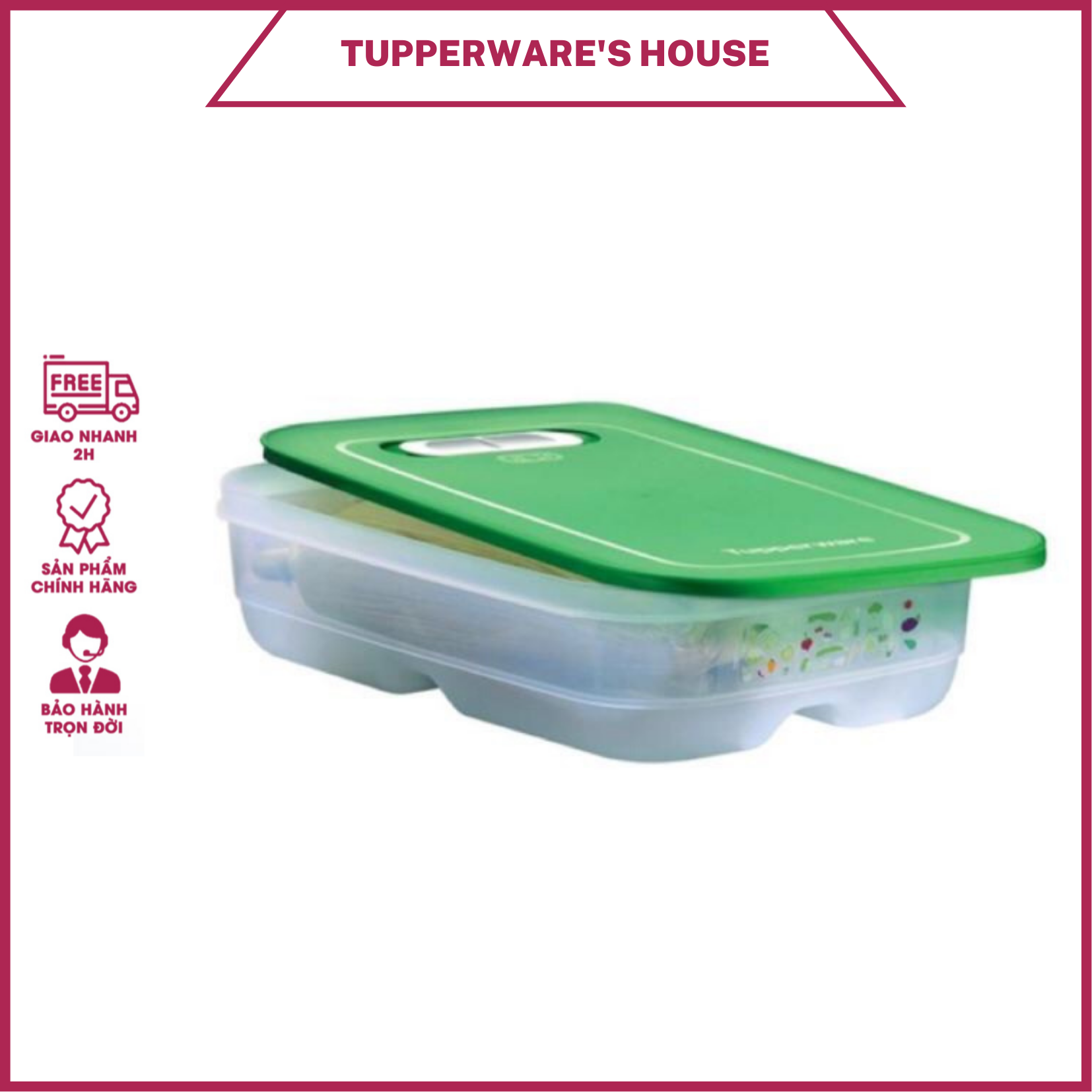 Hộp trữ mát có nút hô hấp Tupperware Ventsmart 1.8L thấp