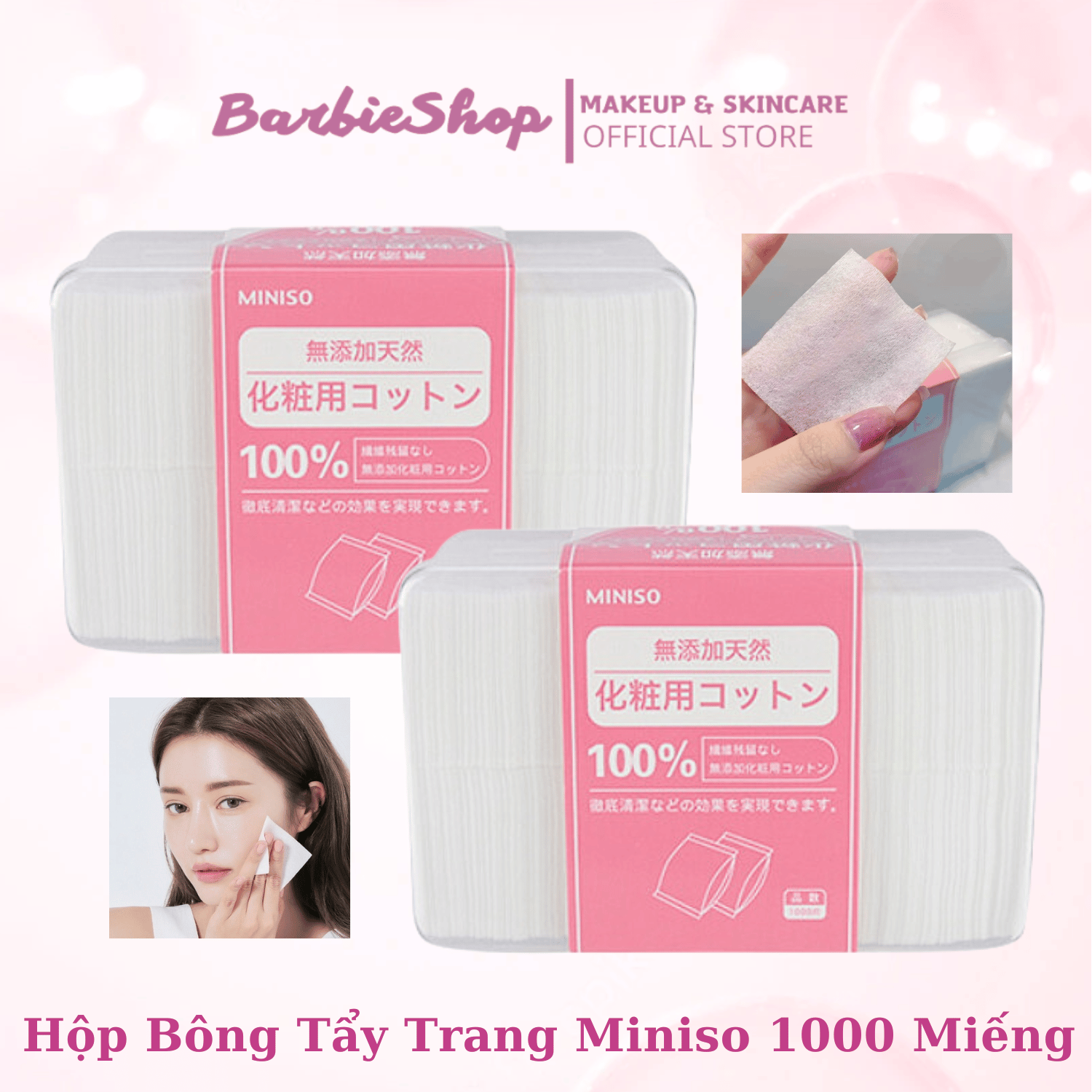 Bông Tẩy Trang Miniso Nhật Bản 1000 Miếng