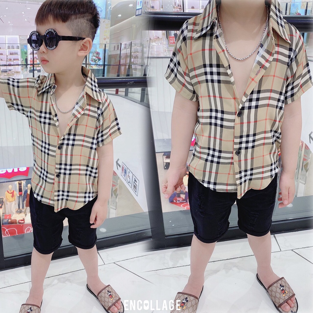 182 MÀU Áo sơ mi lụa ngắn tay cực chất cho bé trai - SMNT