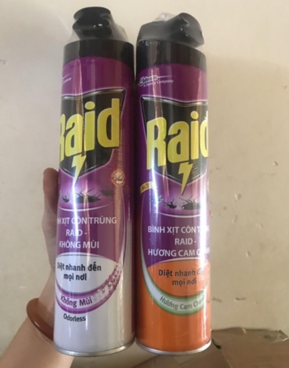 Bình xịt côn trùng muỗi gián..Raid mẫu mới đầu xịt kép đủ mùi