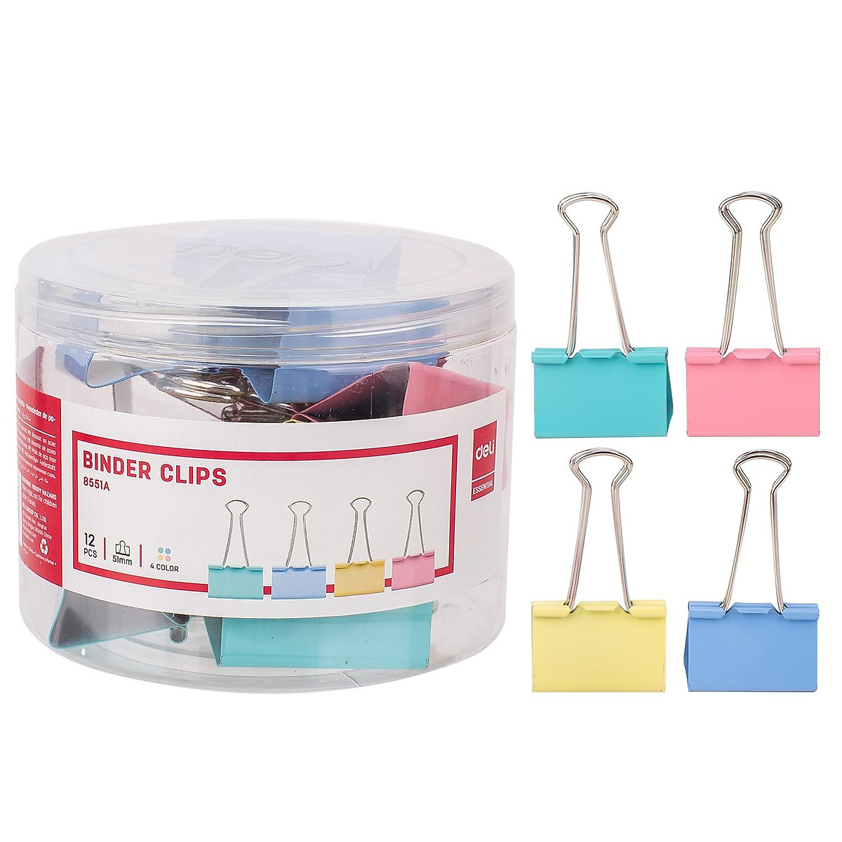 [HCM]Kẹp Bướm màu DELI-Color Binder Clips  15mm 19mm 25mm 32mm 41mm 51mm