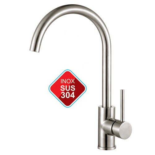 Vòi Rửa Chén Bát Nóng Lạnh Inox V19 Và 2 Dây Nóng Lạnh Dùng Cho 2 Hộc Chậu