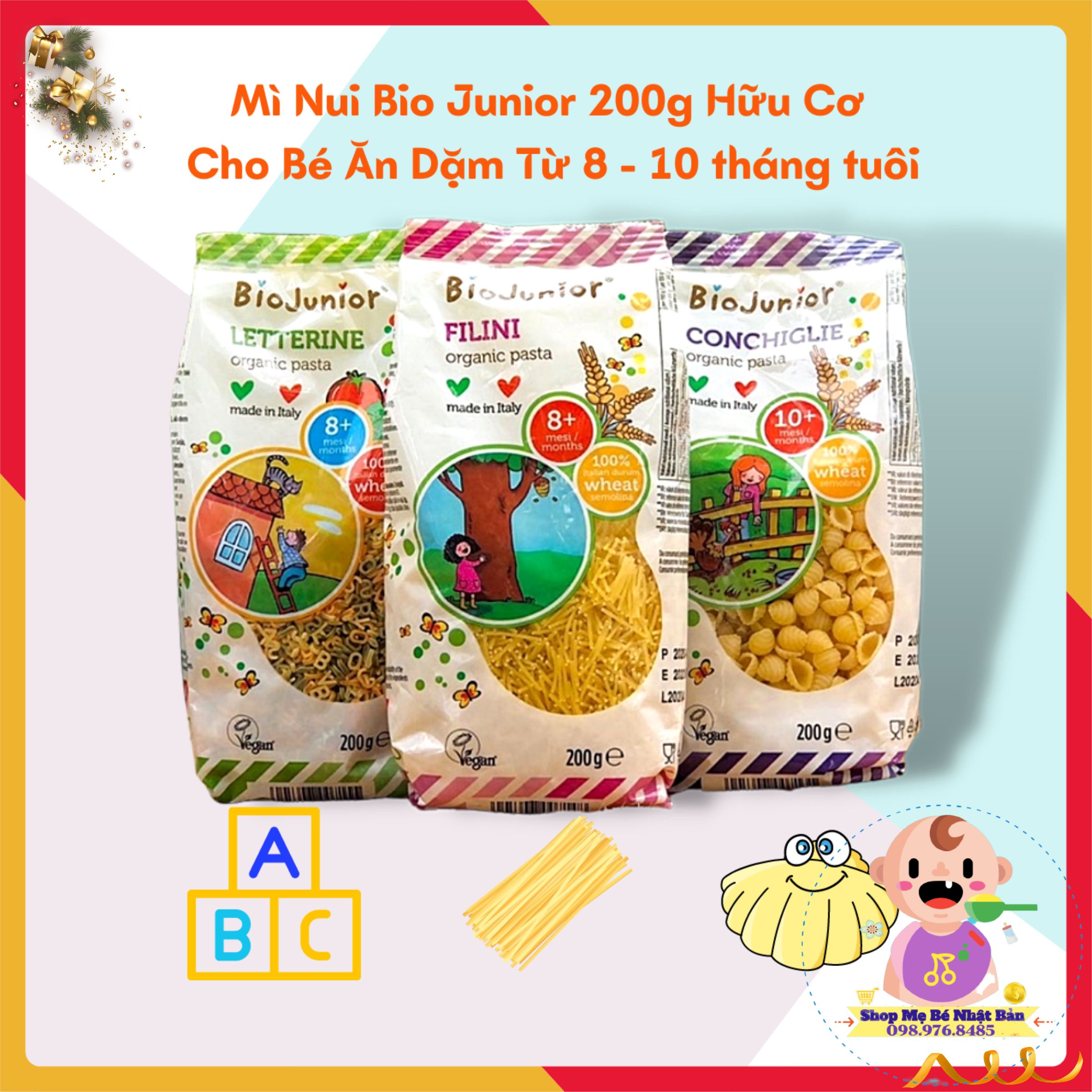 Mì Nui Bio Junior 200g Hữu Cơ Organic Cho Bé Ăn Dặm (Từ 8 - 10 tháng tuổi)