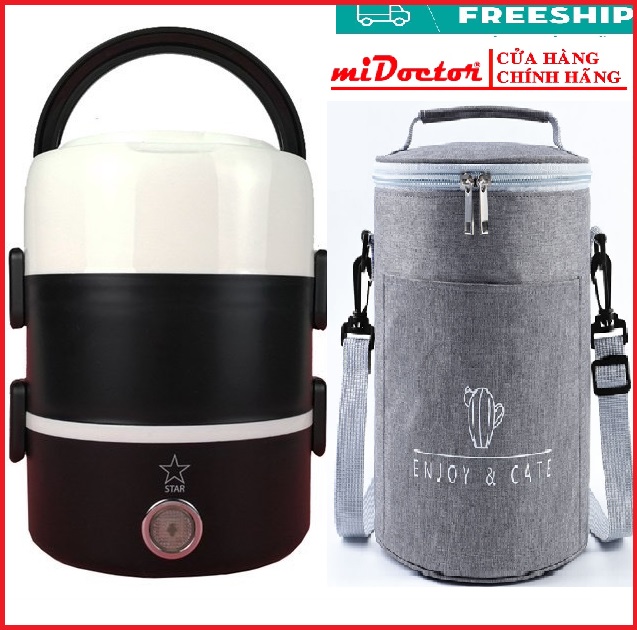 [Tặng TÚI ĐỰNG TRÁNG BẠC] Cặp Lồng Cơm 3 Tầng Giữ Nhiệt – Hộp Đựng Cơm Cao Cấp Văn Phòng Đựng Thức Ăn, hộp cơm giữ nhiệt 3 tầng Star, cặp lồng cơm, cà men có cắm điện hâm nóng đồ ăn ruột inox cao cấp
