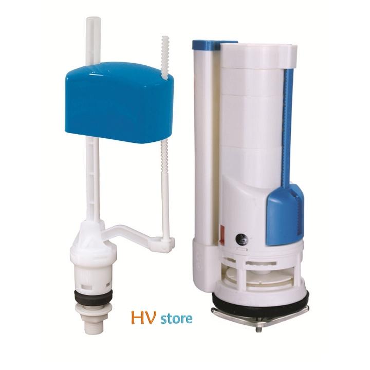 Bộ ruột thay thế 2 nút nhấn dành cho bồn cầu liền khối, cọc xả nước cao  21cm