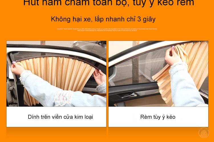 Bộ 4 rèm lụa oto hít cửa nam châm siêu tiện lợi