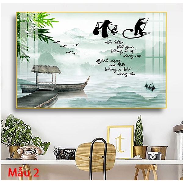 Tranh laminate tráng gương - tranh treo tường chữ thư pháp công ơn cha mẹ 01