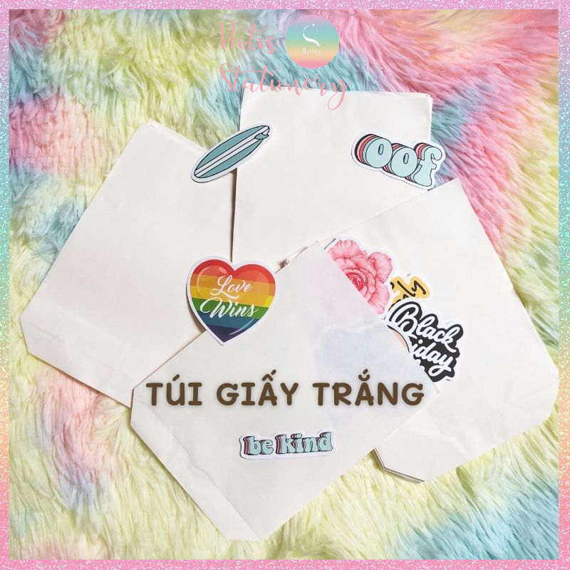 [HOTIS] Combo 100 túi giấy trắng gói quà size 12x15cm