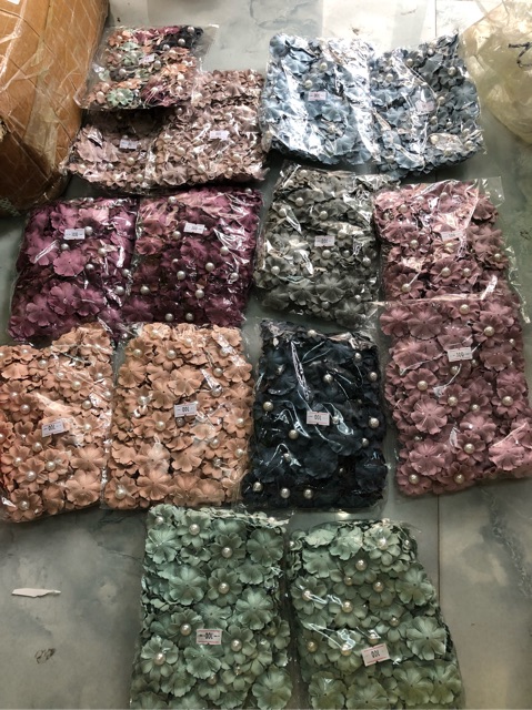 2-Layer Fabric Flower with Pearl Beads (7K/1 Piece)