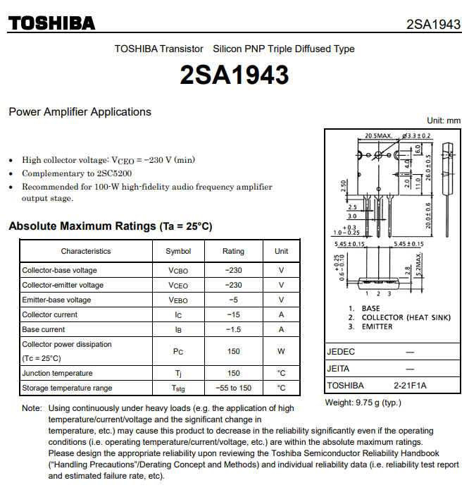 Transistor công suất chuyên cho âm thanh A1943 - C5200
