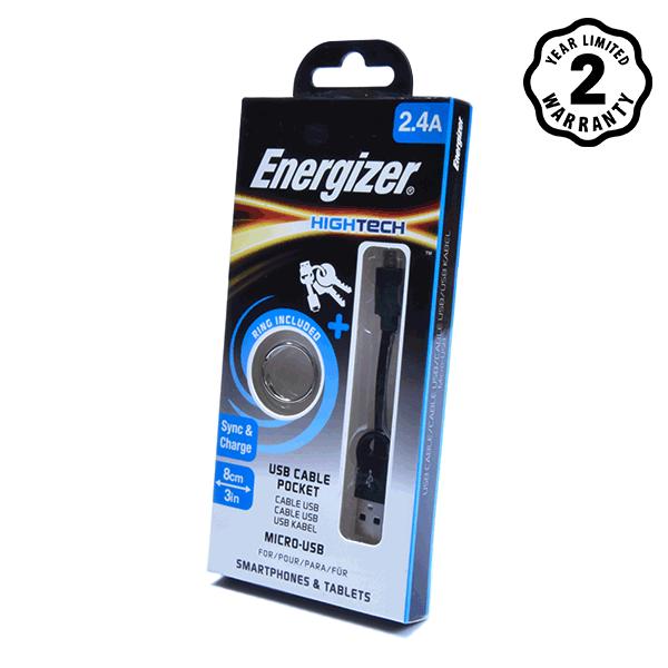 CÁP MICRO USB ENERGIZER POCKET 8CM ĐEN - C21UBMCABK4