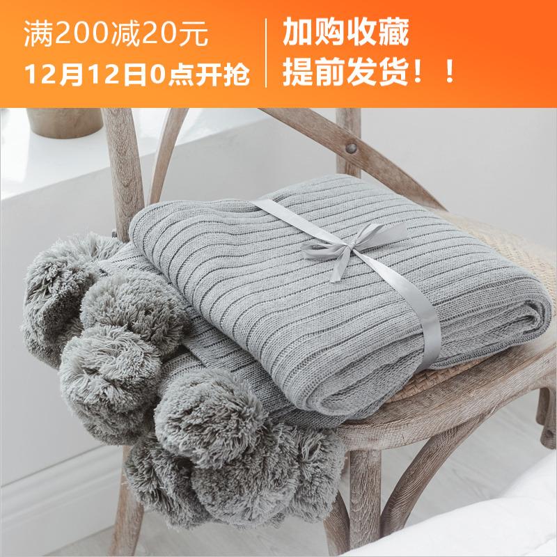 Ins Sợi Bông 100% Tóc Bóng Dệt Kim Thường Tấm Thảm 100% Cotton Nap Điều Hòa Chăn Màu Bắc Âu Thảm Sô Pha