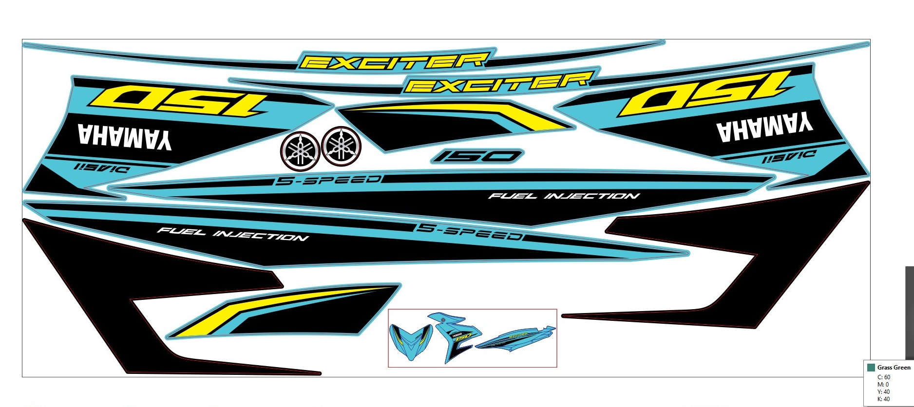 TEM RỜI EXCITER 150 DÁN XE XANH NGỌC