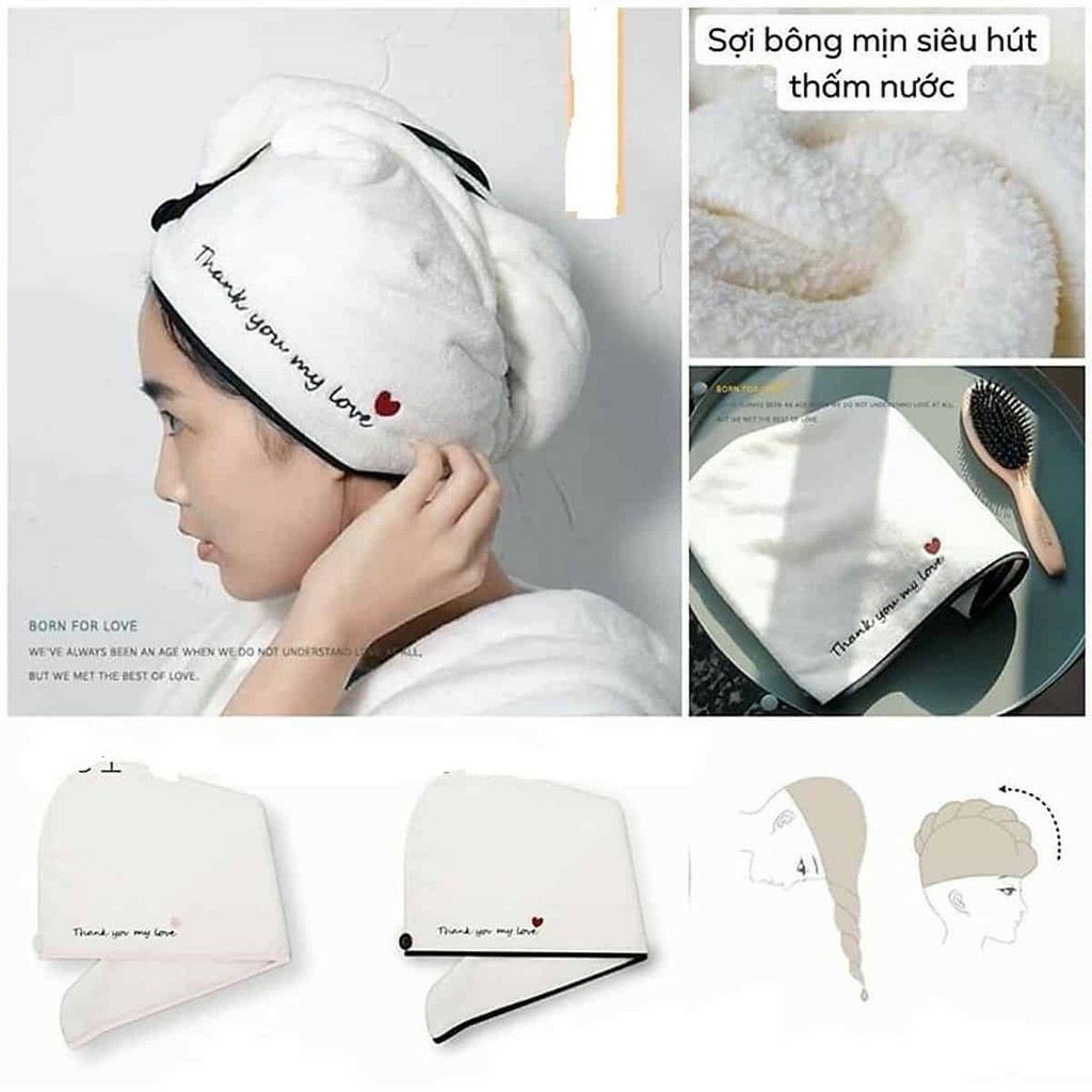 Khăn quấn ủ tóc siêu thấm nhanh khô loại 1