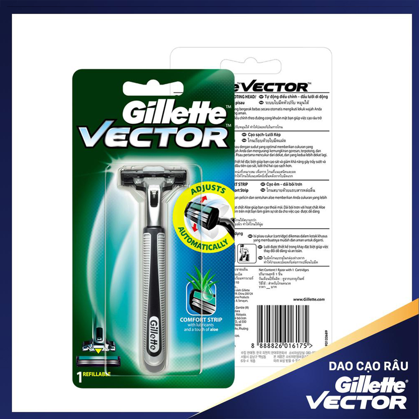 [Hàng hot, chính hãng] Dao cạo râu Gillette Vector (kèm 4 lưỡi) Hakii