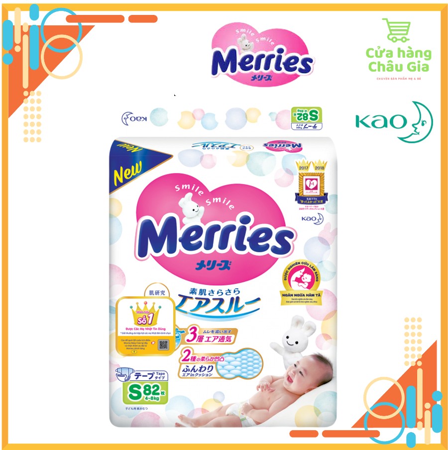 [FREESHIP 50K] [Nhập Khẩu Chính Hãng KAO] Tã/bỉm dán Merries nội địa nhật bản nhập khẩu Size S82