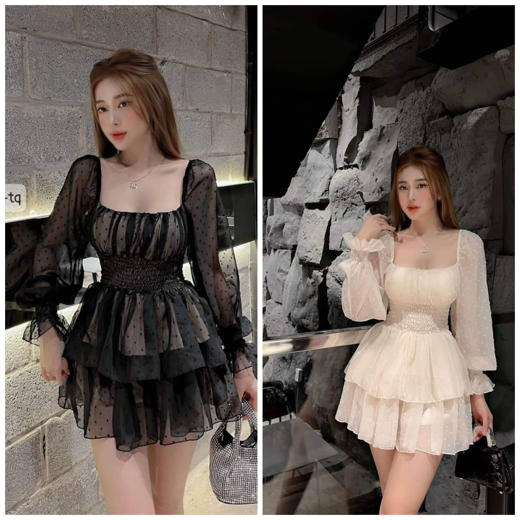 đầm lưới bi có mút