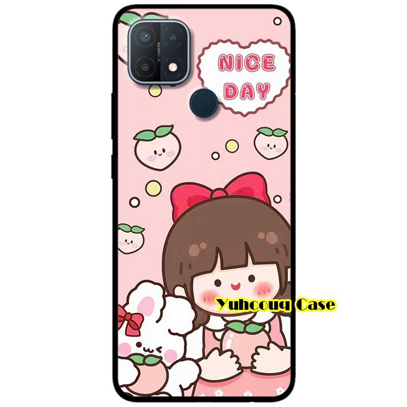 Ốp lưng dành cho oppo a15 - oppo a15s - cô gái hồng