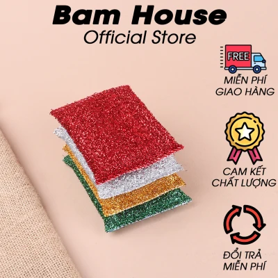 Bộ 4 miếng rửa chén kim tuyến Bam House đa năng siêu sạch cao cấp BRH01 – Bam House