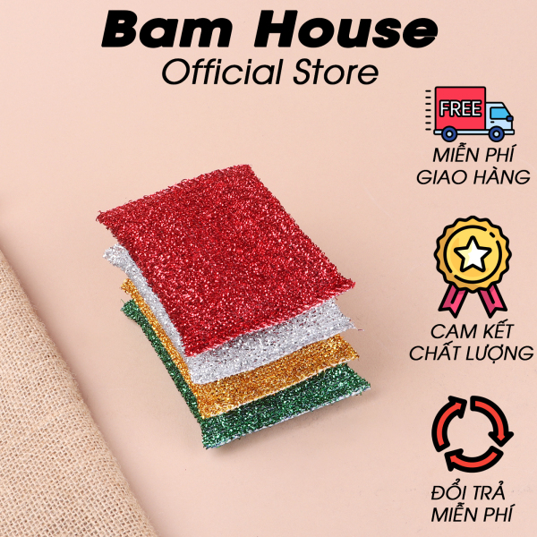 [HCM]Bộ 4 miếng rửa chén kim tuyến Bam House đa năng siêu sạch cao cấp BRH01 – BamBam Store
