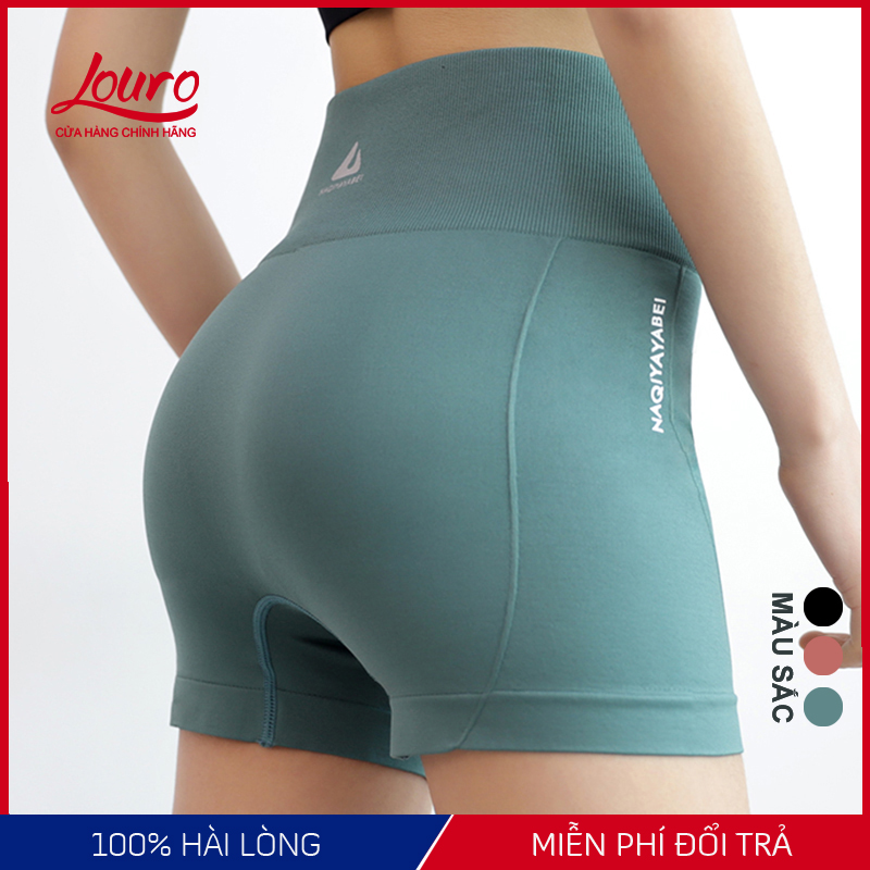 Quần đùi tập gym nữ Louro, kiểu quần short tập gym cạp cao, gen bụng, chất đẹp phom chuẩn - Hàng cao cấp chính hãng - QL3