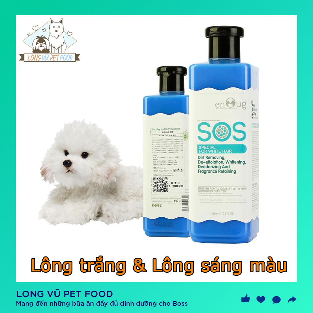Sữa tắm chó mèo SOS 530ml màu Xanh Dương dành cho chó lông màu trắng &