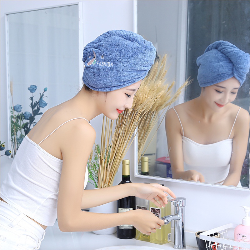 [FreeShipping] portable super absorbent hair towel with button closure