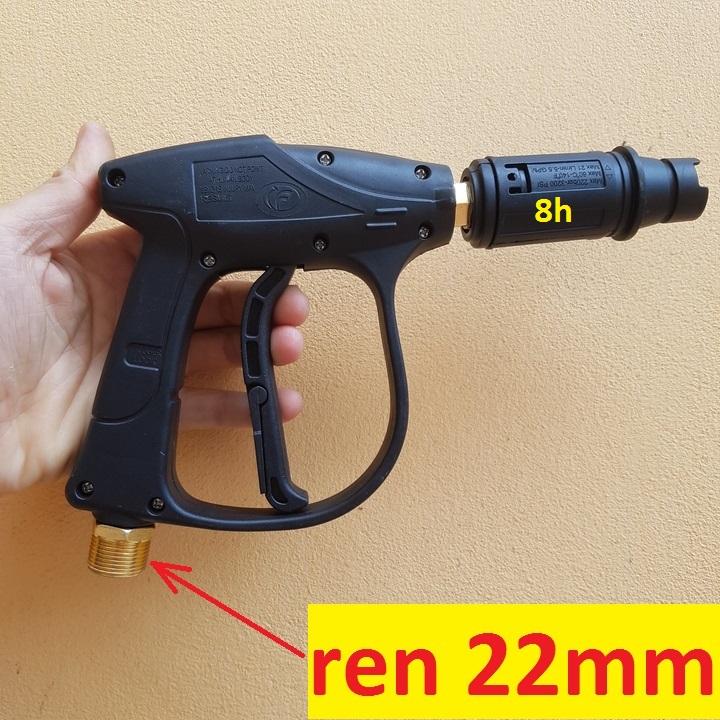 S.úng xịt - vòi xịt rửa xe áp lực cao mini cho máy xịt rửa áp lực cao Ren ngoài 22mm | Sung rửa xe | Vòi xịt rửa xe áp lực cao