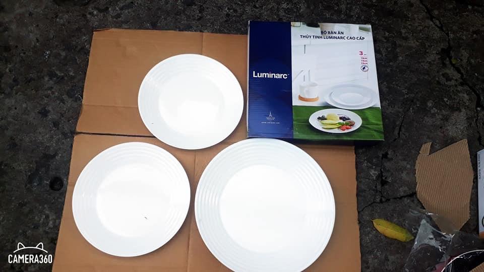 Combo3  dĩa thủy tinh 23cm của luminarc