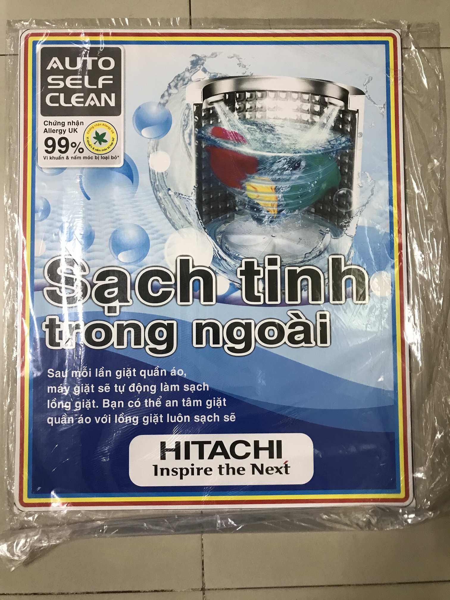 [HCM]Miếng dán máy giặt Hitachi - Tem dán máy giặt Hitachi (mẫu 1)