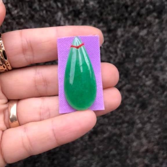 [HCM]MẶT DÂY CHUYỀN GIỌT NƯỚC CẨM THẠCH XANH LÁ- TẶNG DÂY ĐEO