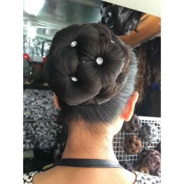 TÓC GIẢ BÚI HOA ĐÍNH ĐÁ CAO CẤP